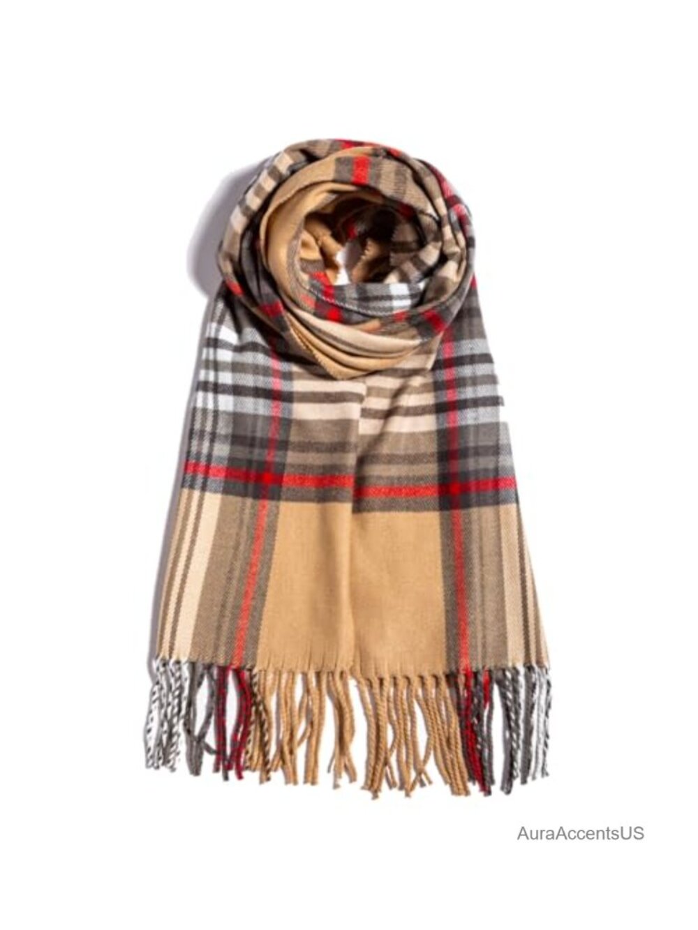 Plaid Neck Scarf Unisex Soft Lightweight Winter Fall Wrap Tassel